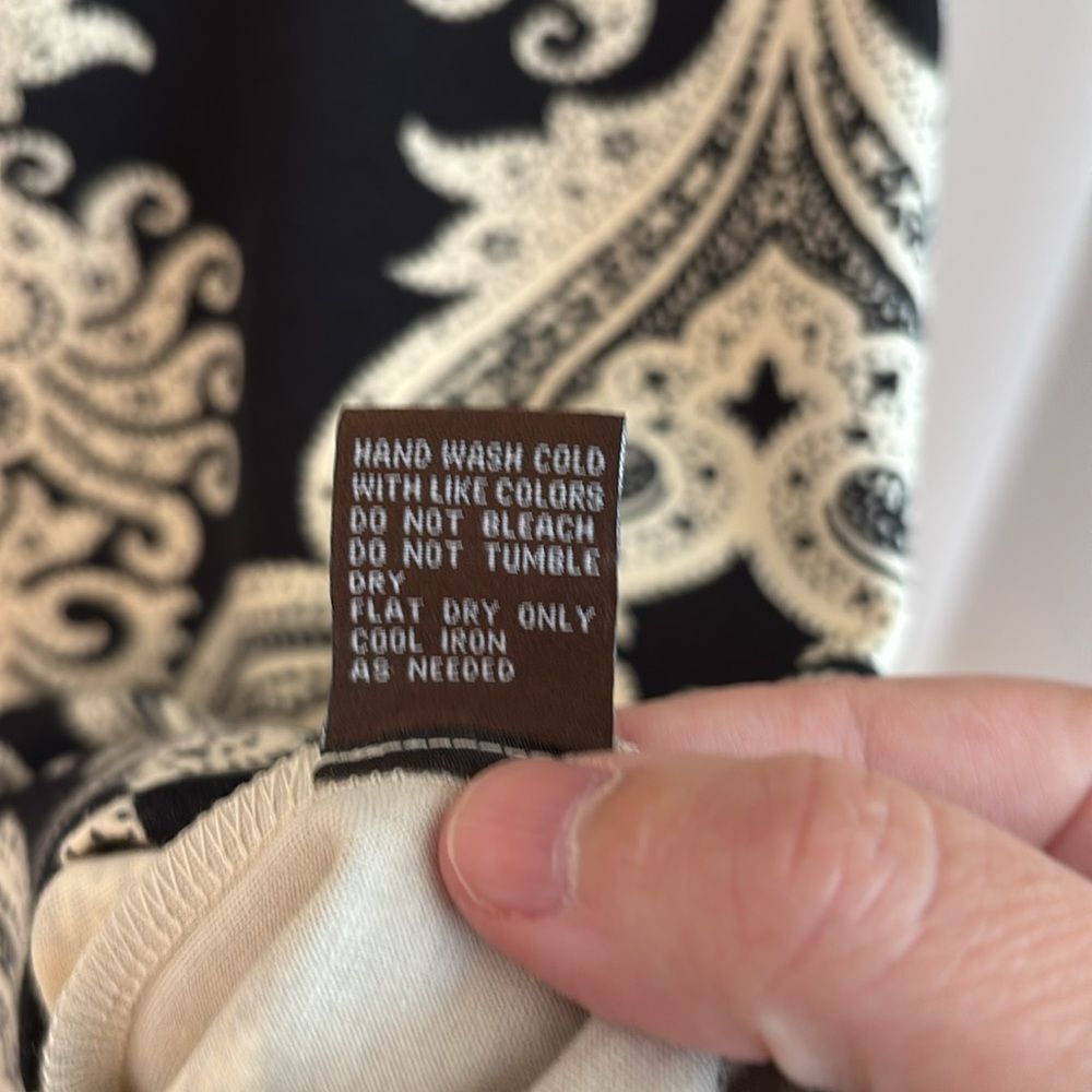 J. McLaughlin Women Elegant Black and Cream Patterned Dress Catalina cloth small - Picture 7 of 11